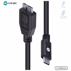 Cabo Adaptador Tipo C para Micro USB B – V3.2 Gen1 5Gbps 1mt - Vinik 
