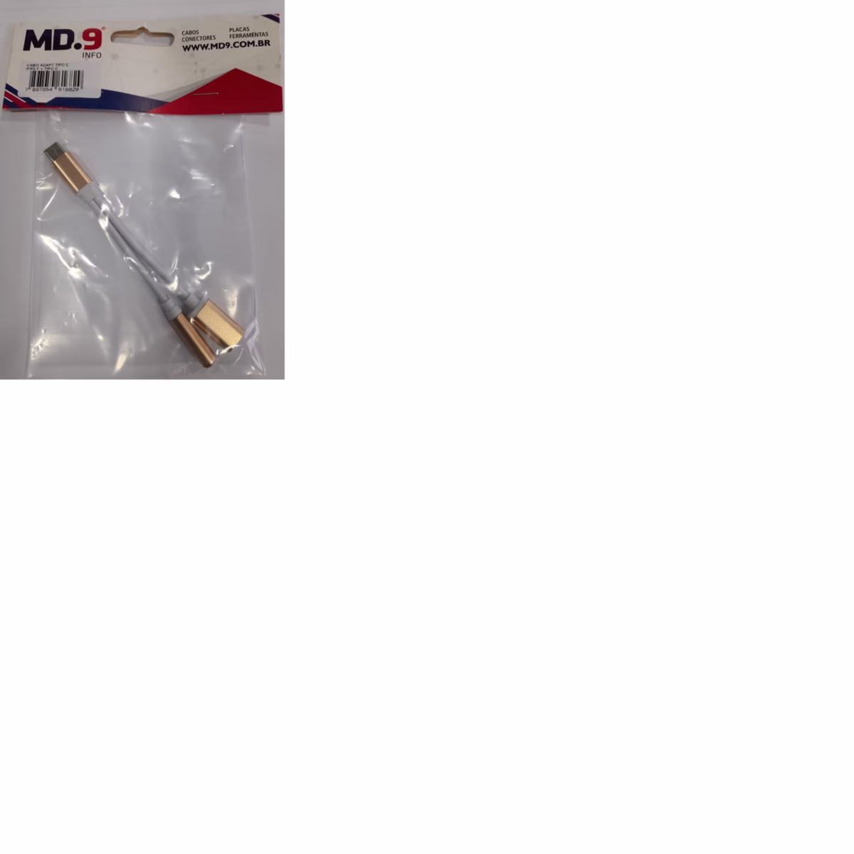 Cabo Adaptador Tipo C para P2 + Tipo C – Branco/Cobre MD9 - Imagem 2